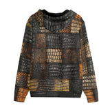 Men's Zip Up Hoodie Alligator Patchwork Print