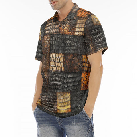 Men's Polo Shirt Alligator Patchwork Print