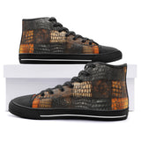 High-Top Canvas Shoes Alligator Patchwork Print