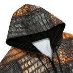 Men's Zip Up Hoodie Alligator Patchwork Print