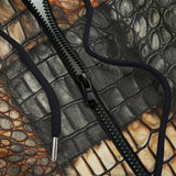 Men's Zip Up Hoodie Alligator Patchwork Print