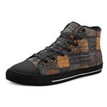 High-Top Canvas Shoes Alligator Patchwork Texture Print
