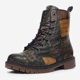 Leather Boots Alligator Patchwork Texture Print