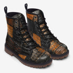 Leather Boots Alligator Patchwork Texture Print