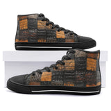 High-Top Canvas Shoes Alligator Patchwork Texture Print