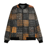 Bomber Jacket Alligator Patchwork Texture Print