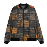 Bomber Jacket Alligator Patchwork Texture Print