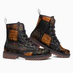 Leather Boots Alligator Patchwork Texture Print