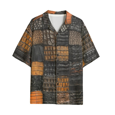 Hawaiian Shirt Alligator Patchwork Texture Print