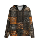 Men's Zip Up Hoodie Crocodile Patchwork Pattern Print