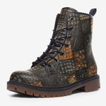 Leather Boots Crocodile Patchwork Pattern Print