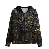 Men's Zip Up Hoodie Monster Cat with Glowing Eyes