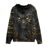 Men's Zip Up Hoodie Monster Cat with Glowing Eyes