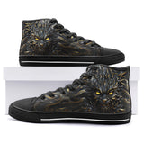 High-Top Canvas Shoes Monster Cat with Glowing Eyes