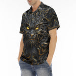 Men's Polo Shirt Monster Cat with Glowing Eyes