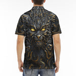 Men's Polo Shirt Monster Cat with Glowing Eyes