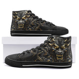 High-Top Canvas Shoes Golden Monster with Glowing Eyes