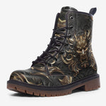 Leather Boots Fantasy Gold Dragon Head