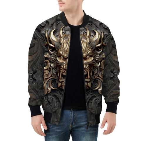 Bomber Jacket Fantasy Gold Dragon Head