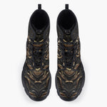 Casual Leather Chunky Boots Fantasy Gold Dragon Head