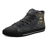 High-Top Canvas Shoes Gold and Black Ornate Mask