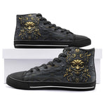 High-Top Canvas Shoes Gold and Black Ornate Mask
