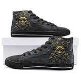 High-Top Canvas Shoes Gold and Black Ornate Mask