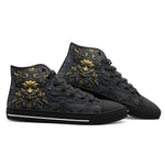 High-Top Canvas Shoes Gold and Black Ornate Mask
