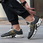 Air Cushion Sneakers Gold and Black Ornate Mask