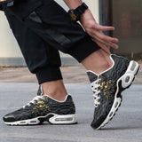 Air Cushion Sneakers Gold and Black Ornate Mask