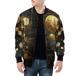 Bomber Jacket Golden Planets Art Abstraction