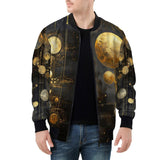 Bomber Jacket Golden Planets Art Abstraction