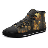 High-Top Canvas Shoes Golden Planets Art Abstraction