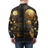 Bomber Jacket Golden Planets Art Abstraction