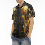 Men's Polo Shirt Golden Planets Art Abstraction