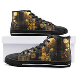 High-Top Canvas Shoes Golden Planets Art Abstraction