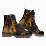 Leather Boots Golden Planets Art Abstraction