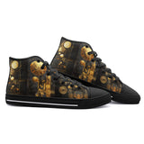 High-Top Canvas Shoes Golden Planets Art Abstraction
