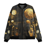 Bomber Jacket Golden Planets Art Abstraction