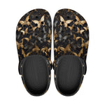 Classic Clogs Black and Gold Butterlies