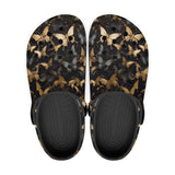 Classic Clogs Black and Gold Butterlies