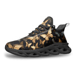 Sports Sneakers Black and Gold Butterlies