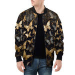 Bomber Jacket Black and Gold Butterlies