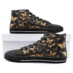 High-Top Canvas Shoes Black and Gold Butterlies