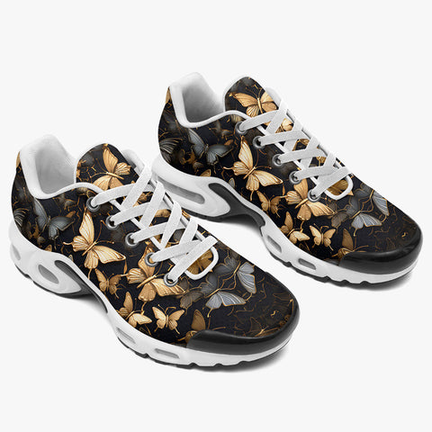 Air Cushion Sneakers Black and Gold Butterlies
