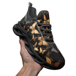 Sports Sneakers Black and Gold Butterlies