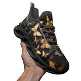 Sports Sneakers Black and Gold Butterlies