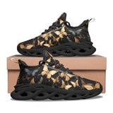 Sports Sneakers Black and Gold Butterlies