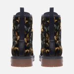 Leather Boots Black and Gold Butterlies