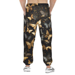 Men's Sweatpants Black and Gold Butterlies